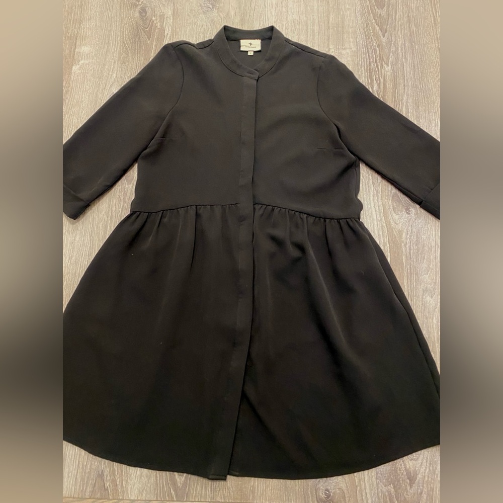 Tuckernuck Black Stretch Crepe Royal Shirt Dress 3/4 Sleeves- Small - Picture 13 of 16